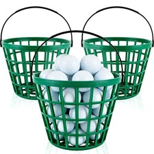 3 Pcs Golf Ball Basket Plastic Golfball Container Green Ball Bucket with Hand...