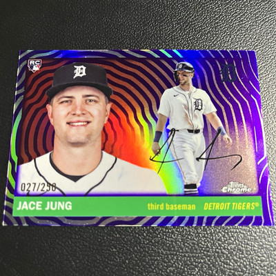 2025 Topps Chrome Platinum Jace Jung RC Purple Vibrations /250 #257 Tigers