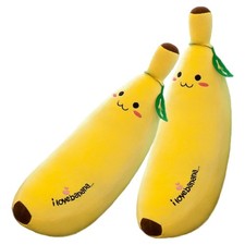 zhidiloveyou 2PCS Banana Plush Pillow Stuffed Cute 13.7 INCH, Yellow