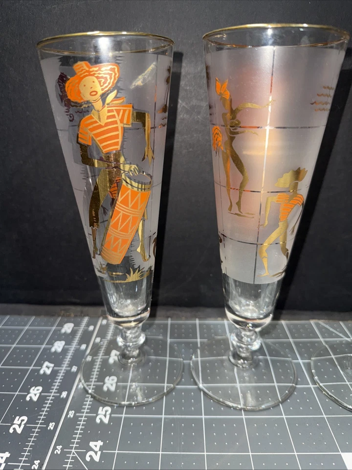 4 vasos MCM vintage Libbey Pilsner Caribbean Cruise ¡Calipso! Foto 2 de 3