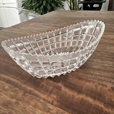 Vintage 1960s Regaline Crystal Plastic Bowl Relish Dish Faux Cut Glass Sawtooth
