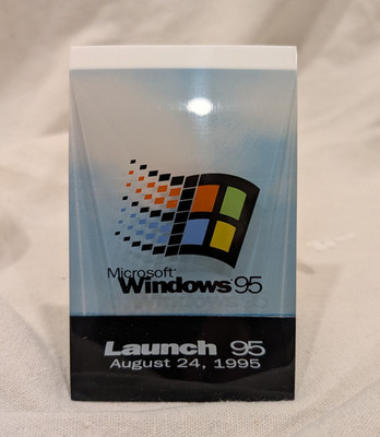 Microsoft Windows 95 Launch Team Lucite Award   Employee Release Gift 