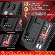 Charger For Craftsman V20 20 Volt MAX CMCB204 CMCB202 CMCB205 CMCB201 Charger