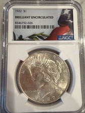 1922 Silver Peace Dollar $1 Brilliant Uncirculated NGC