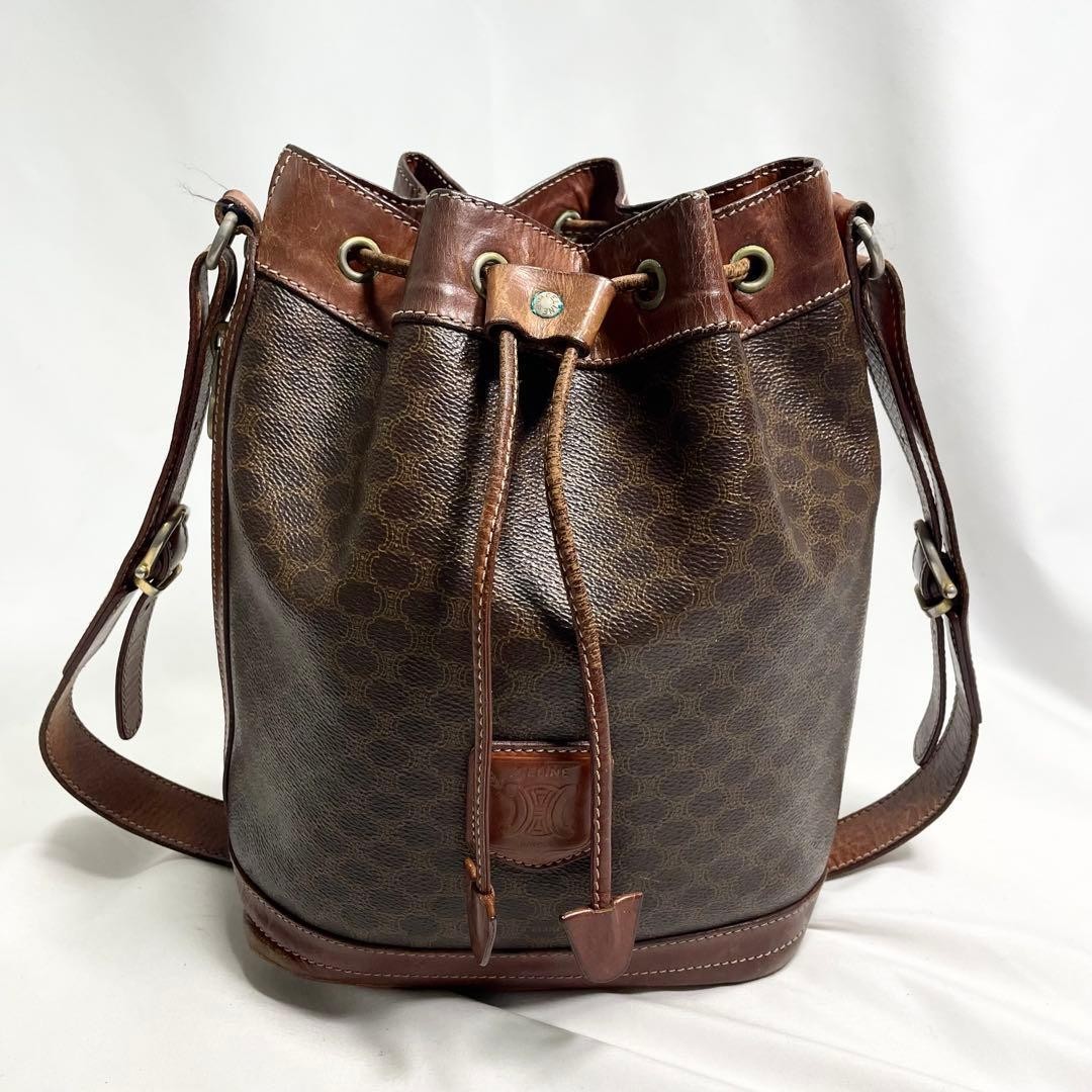 CELINE Macadam Triomphe Shoulder Bag Leather Draw… - image 16