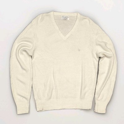 Christian Dior Vintage Sweater Weiß Orlon Acryl Gr. M Unisex - Top Zustand