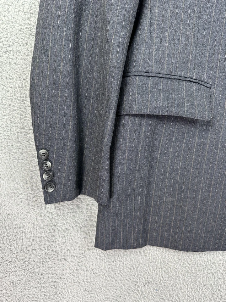 Vintage Cricketeer Blazer Mens 44 Gray Pinstripe Wool Sport Coat Jacket Made USA - Image 3 of 4