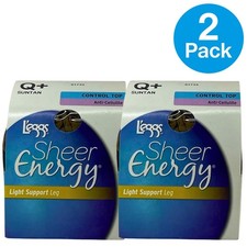 L'eggs Sheer Energy Anti-Cellulite Light Support Tights Suntan Size B 2 Pack New