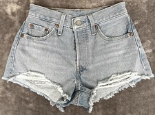 Levi s 501 Women s Cut Off Denim Shorts Size 25 Light Wash High Rise Distressed