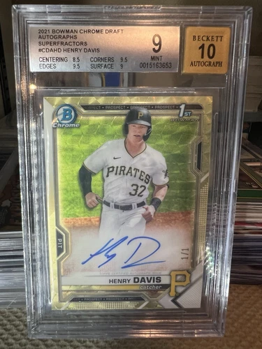 BGS 9 2021 Bowman Chrome Draft Henry Davis 1st Bowman Auto Superfractor 1/1