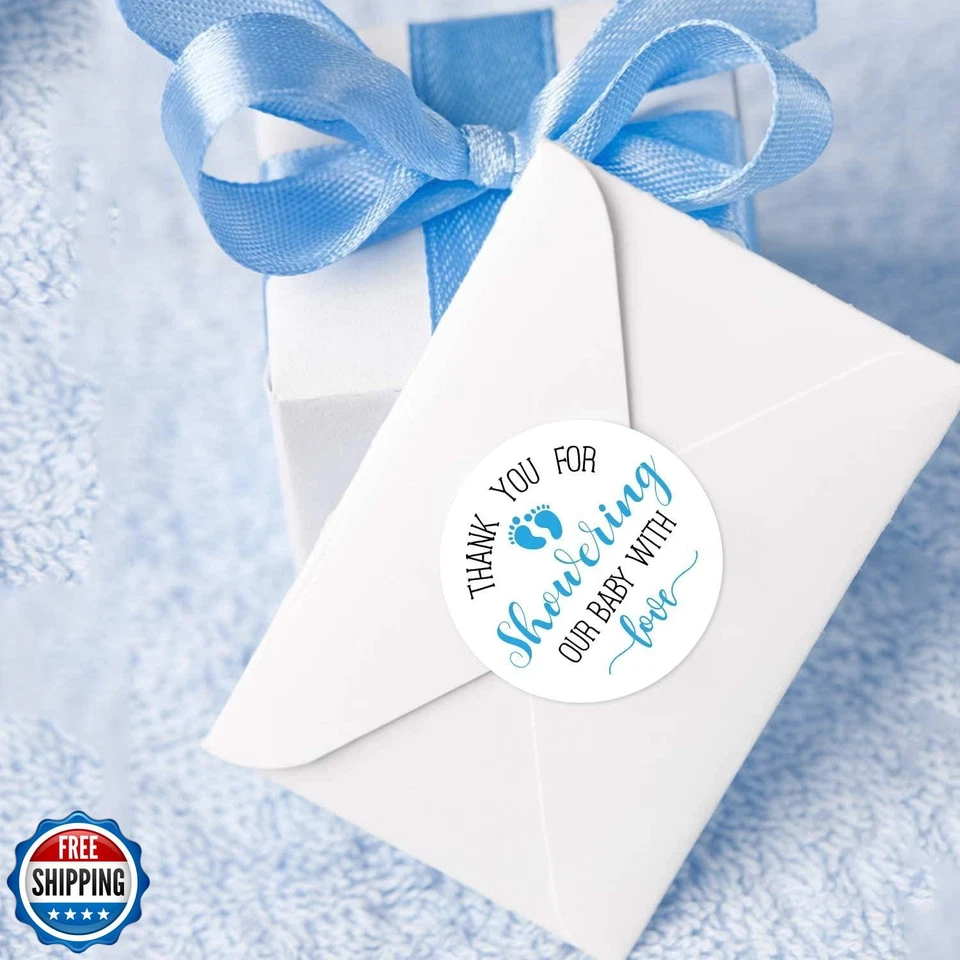 50 наклеек на детский душ Blue Little Feet — Thank You for Showering Our Baby W - Изображение 4 из 4