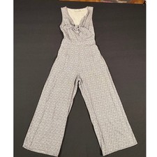 Abercrombie  Fitch Navy Floral Wide Leg Tie Front Jumpsuit Small Smocked Back