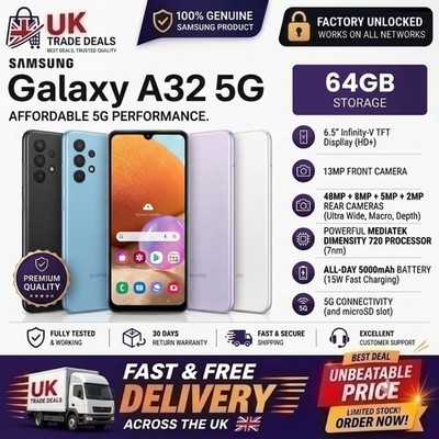 Samsung Galaxy A32 5G 64GB entsperrt Android Smartphone sehr guter Zustand A+++