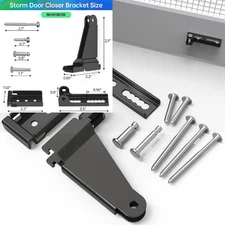 Reinforced Storm Door Closer Bracket, Security Shock Black, Black 