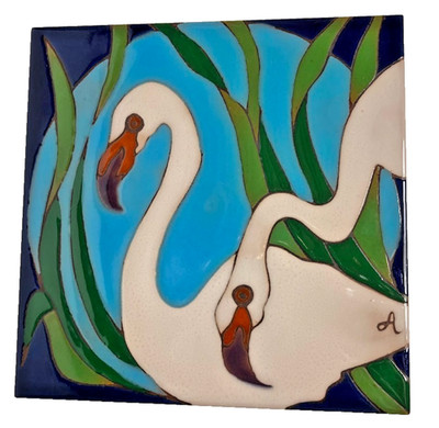Vintage ARIUS of SANTA FE Glazed Art Tile Trivet  Pink Flamingo 8'' x 8'' - RARE