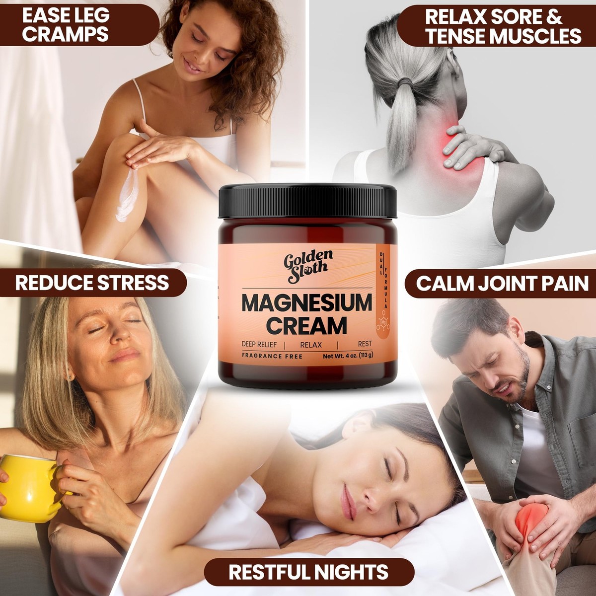 Golden Sloth Magnesium Lotion for Sleep Muscle Soreness & Cramps