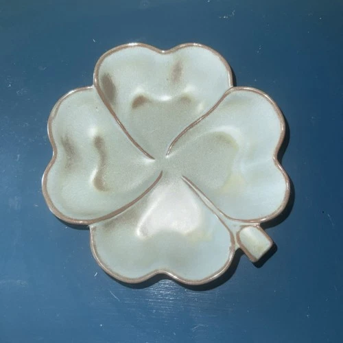 Frankoma #223 Shamrock Pottery Candy Dish Country Blue/Browm