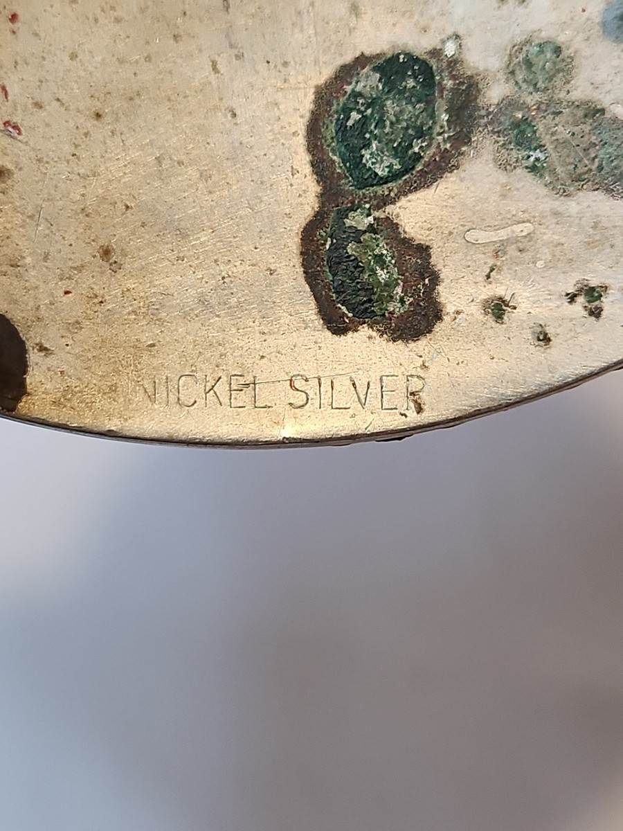 Vtg Nickle Silver Custom Made Emerald And Brass Front  display picture 3
