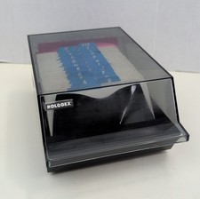 Vintage Rolodex VIP35C Covered Desktop Card File Organizer Black Made USA
