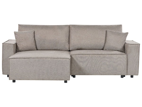 3-Sitzer Ecksofa Beige Taupe Rechts Mit Recamiere Schlaffunktion Stauraum Karila-image