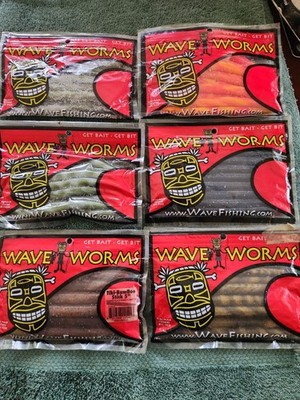 6 NEW PACKS WAVE WORMS TIKI Bamboo Stick 5'' assorted Colors LONG DISCONTINUED!!