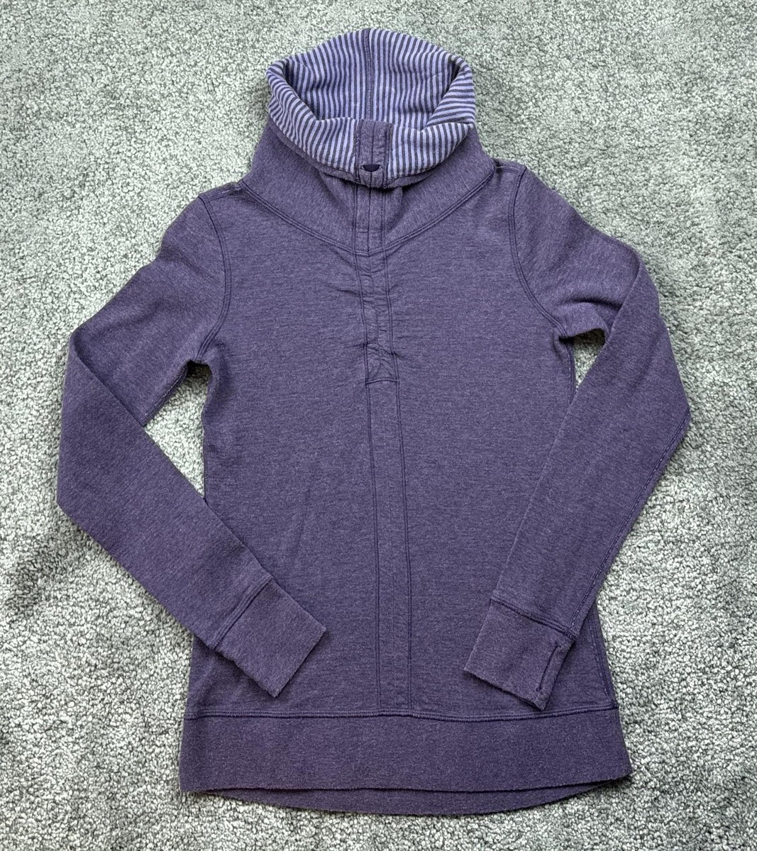 Lululemon Pullover Womens Medium Scuba Funnel Neck Hoodie Striped
