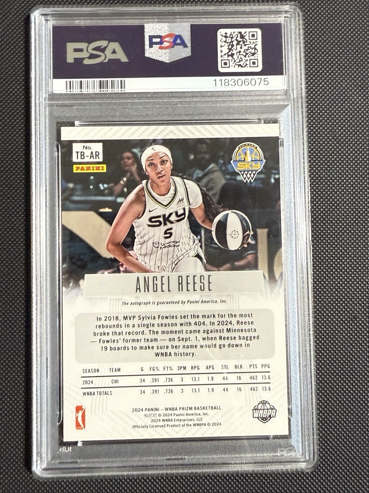 2024 Panini Prizm WNBA Angel Reese RC #TB-AR Throwback Signatures Auto PSA 9/10 view 4