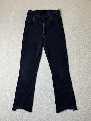 Mother Insider Crop Two Step Fray Jeans Womens 26 Black Not Guilty Stretch
