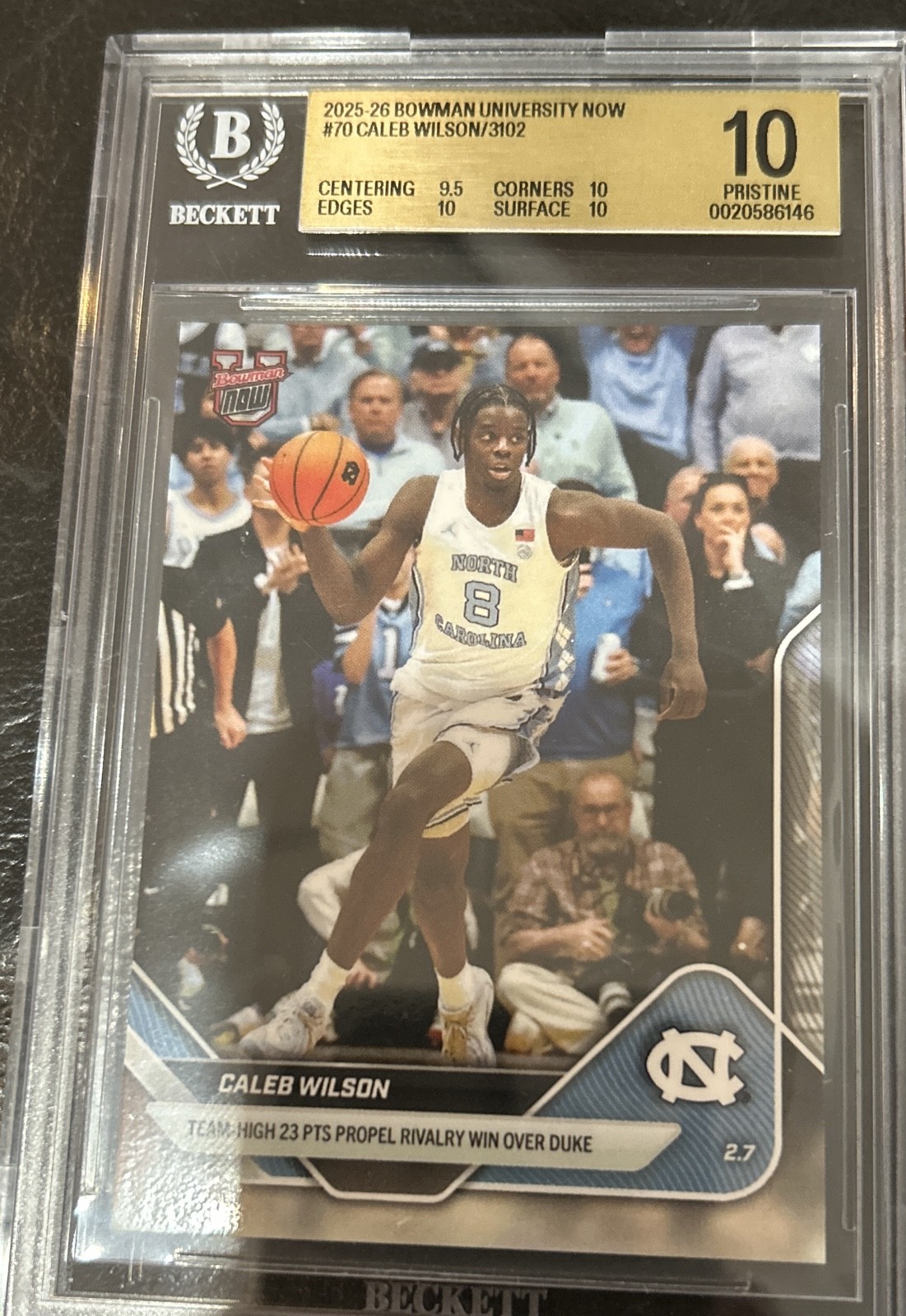 2025-26 Bowman U Now - Caleb Wilson #70 /3102 (RC) BGS 10 Pristine