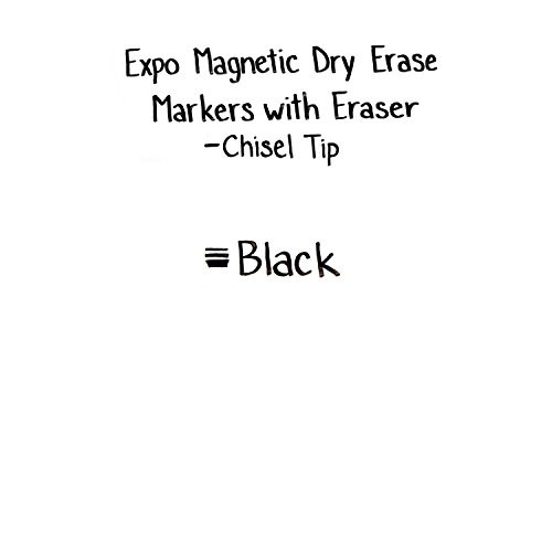 EXPO Magnetic Dry Erase Markers with Eraser, Chisel Tip, Black, 4-Count