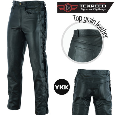 Biker Jeans Trousers Cruiser Leather Motorbike Motorcycle Pants - Foto 5