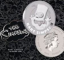 The Simpsons Bart Simpson 1oz .9999 Silver Bullion Coin - 2022 The Perth Mint 105.81 per troy oz