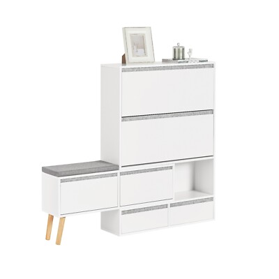 SoBuy Schuhkipper Flurschrank Schuhschrank mit Sitzbank Schuhbank FSR134-W