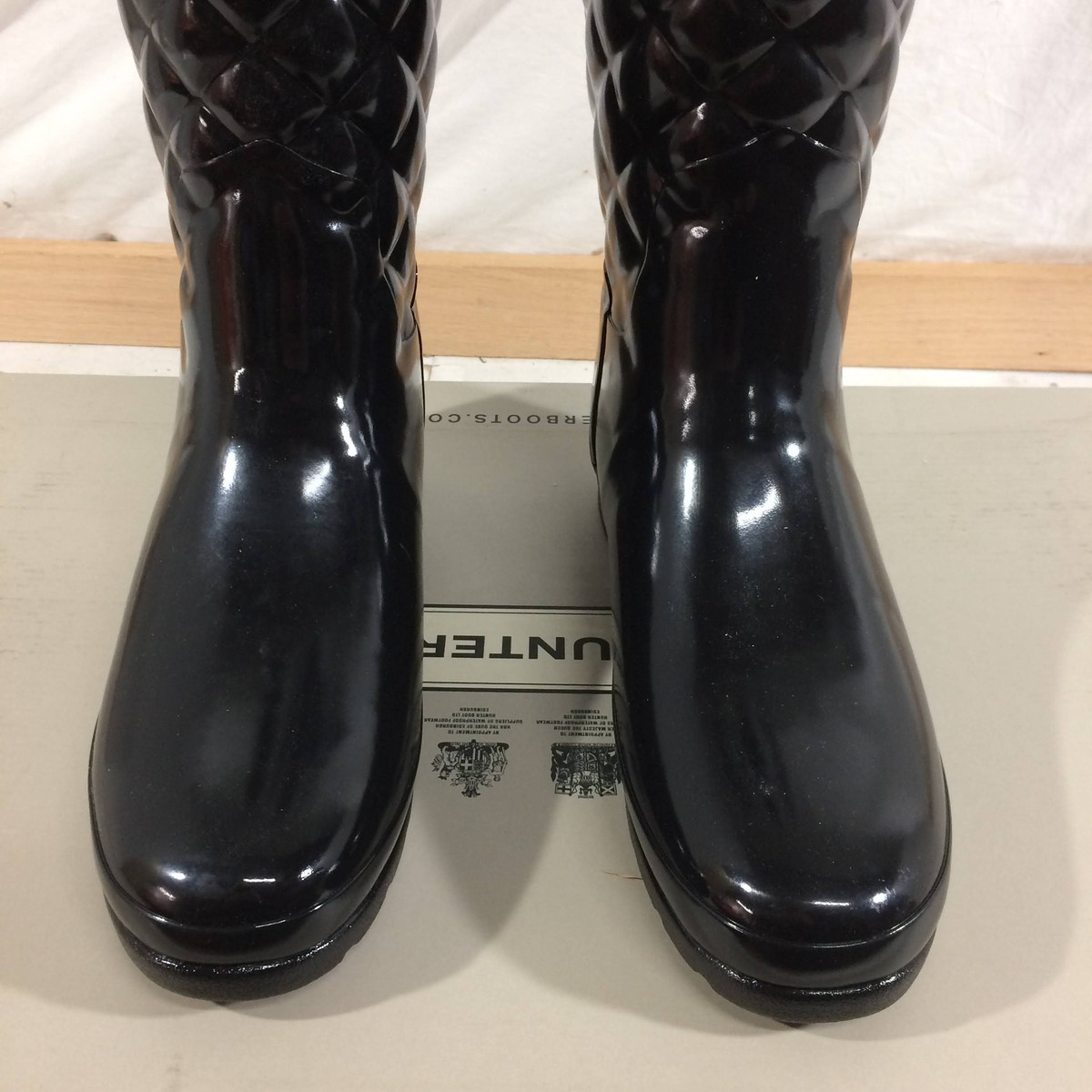 Hunter Refined Gloss Quilt Tall Women's Casual Boots, Black, W9 | eBay