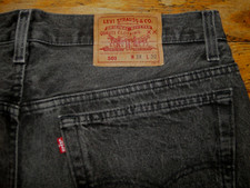 VINTAGE LEVI'S 501 Black Denim Jeans work pant Made in USA Sz 36 X31
