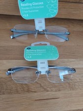 2 X MENS +1.50 BOOTS BY FOSTER GRANT, LE CARRE STYLE RIMLESS READING GLASSES £24