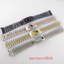 20mm Width Steel Jubilee Watch Strap Bracelet Two Tone Gold Foliding Clasp