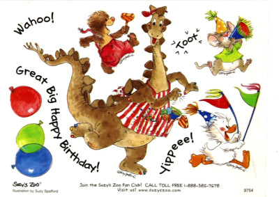 Suzy's Zoo ''Birthday Party'' Scrapbook 4.5 x 6 Sticker #9754 - 9 Stickers 1 SHEET