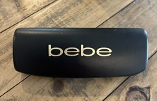 BEBE Eyeglass Sunglass Case Black Gold Faux Leather Hard Clamshell CASE ONLY New
