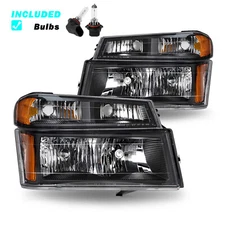 For 2004-2012 GMC Canyon Chevy Colorado w/ Bulbs Pair Headlights + Bumper Lamps