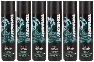 6x Toni & Guy Men Deep Clean Tiefenreinigendes Shampoo mit Kohleextrakt,250ml