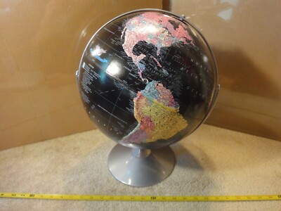 Replogle 12'' textured Starlight Globe. Black adjustable teaching educator globe.
