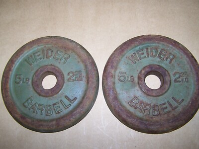 SET OF 2 Weider Barbell 5 lbs Vintage Weight Plates