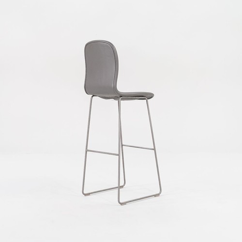 2015 Jasper Morrison for Cappellini Tate Bar Stools in Grey Leather 7x Available - Picture 8 of 12
