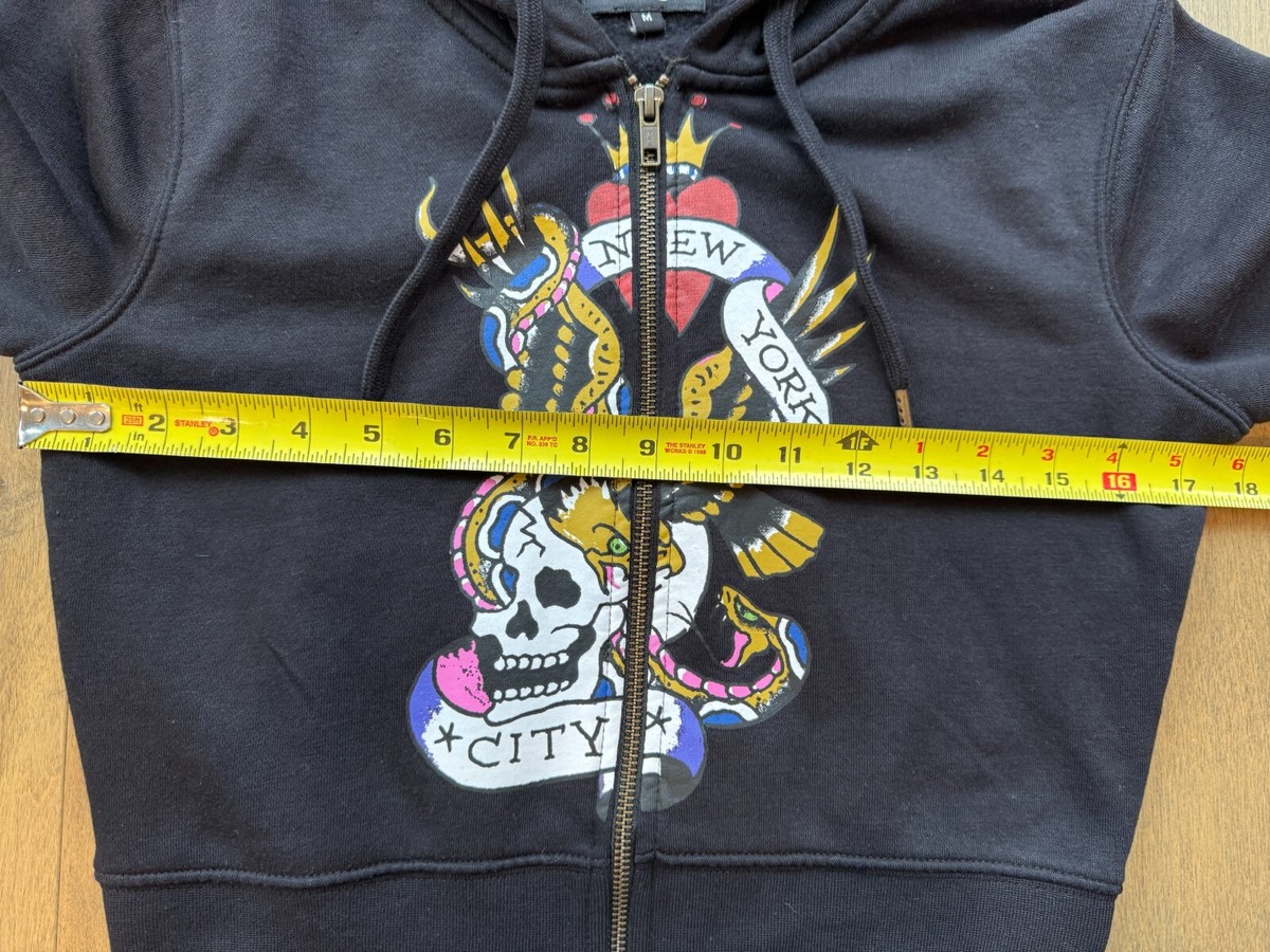 トップス Ed Hardy skull tatoo zip foodie pink y2k Y2K Don Ed Hardy Zip Hoodie Pink Salmon Rhinestone Skull