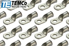 100 Lot 2 AWG 5/16" Hole Ring Terminal Lug Tin Plated Copper Uninsulated Gauge