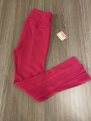 Free People Movement Pink Hot To It Full Length Ribbed Legging XS MSRP $108