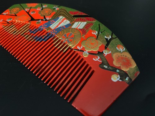 Japan WAJIMA Lacquer Kushi Comb Kanzashi Kougai Ume blossoms Hair Ornament#2951 - Picture 4 of 12