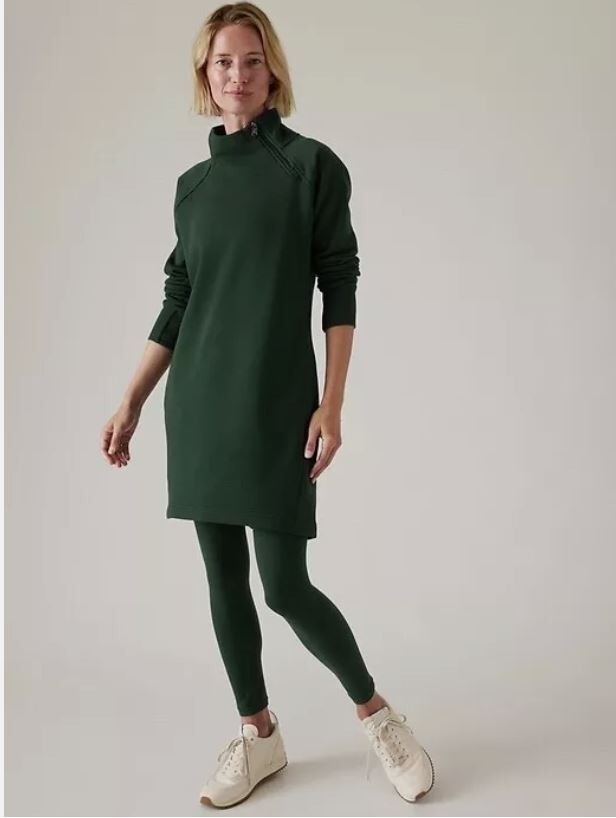 Athleta NWT Women's Cozy Karma Sweatshirt Dress Large/ Seaweed