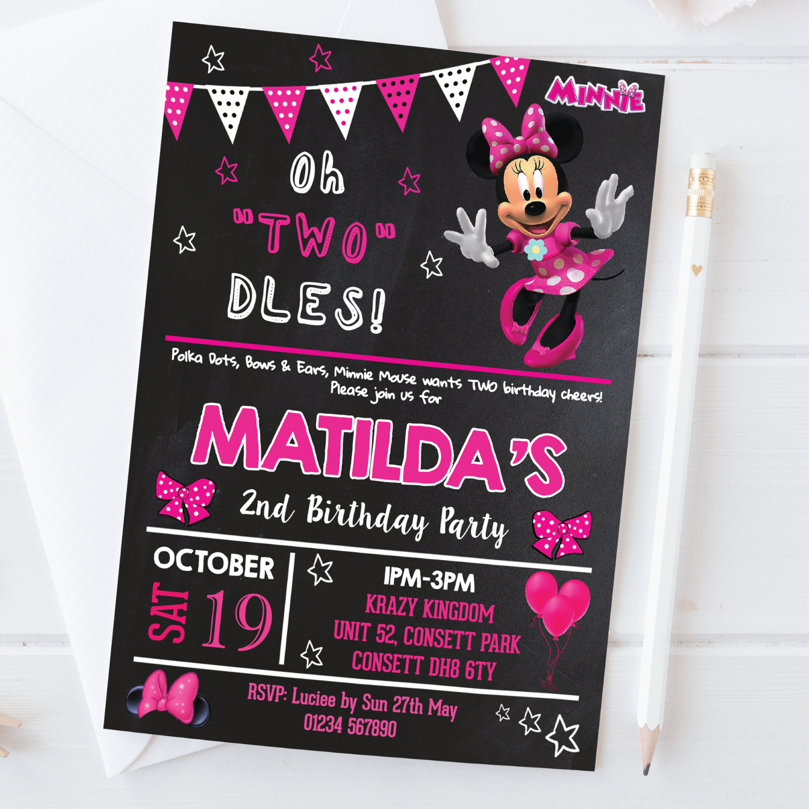 Personalised Minnie Mouse Birthday Party Invitations Disney Girl Invites x10